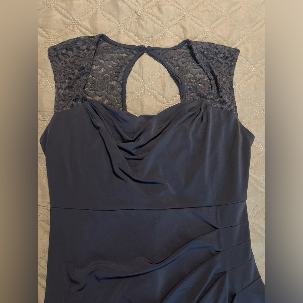 Enfocus Studio Navy Ruched Bodice Dress